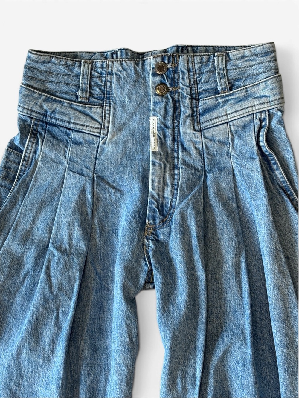 Vintage Z Cavaricci Jeans Size 28 High Rise Pleated Tapered Mom Jeans Made USA - Picture 2 of 13